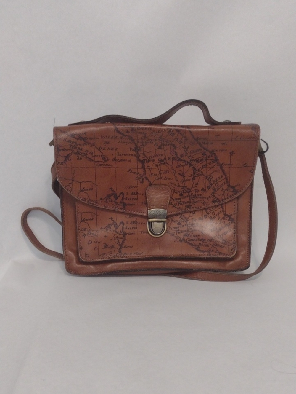 Patricia Nash Leather Shoulder Bag with Map Print (J887)